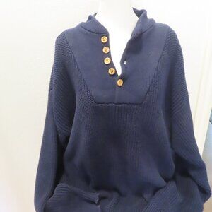 Eddie Bauer Tall Men's Navy Blue Knit Sweater XL Pullover  Ribbed Hems Thick